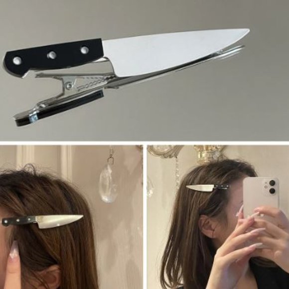 Knife Shape Hairpin Hip-Hop Punk Goth Grunge Gothic Style Hair Clip Halloween - Picture 2 of 5